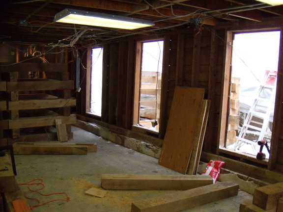 February 16, 2010. The east wall of Shaw kitchen (facing the Mayflower) during the tear-out.