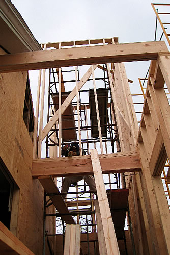 Tower framework from between the Shaw and the Mayflower