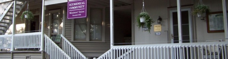 Front of the Ecumenical Community showing Bird-Werner and Shaw porches