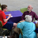 Bill Brockman visiting with Matilda and boy